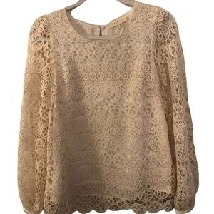 Lace Crochet Vintage Style Lined Tunic w/ Long Open Crochet Long Sleeves